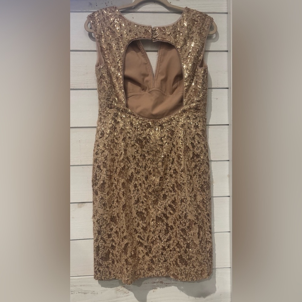 BCBGMaxAzria Gold Sequin Mini Dress in size 8 - Picture 11 of 15